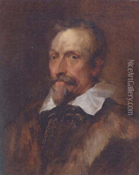 Portrait Of Jan Van De Wouwer In A Fur-lined Jacket Oil Painting - Thomas Gainsborough