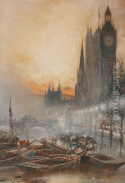 Westminster Oil Painting - Bartram, Fred. John Hiles