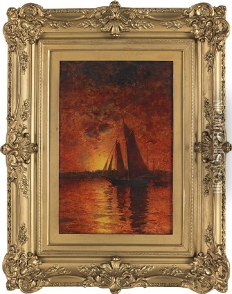 Seascape Of A Sunset Oil Painting - Frank Knox Morton Rehn