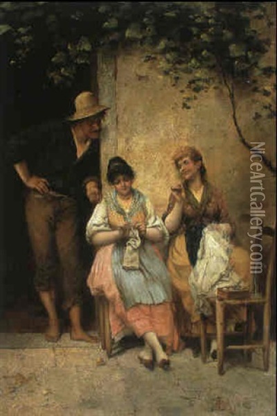 Der Flirt Oil Painting - Eugen von Blaas