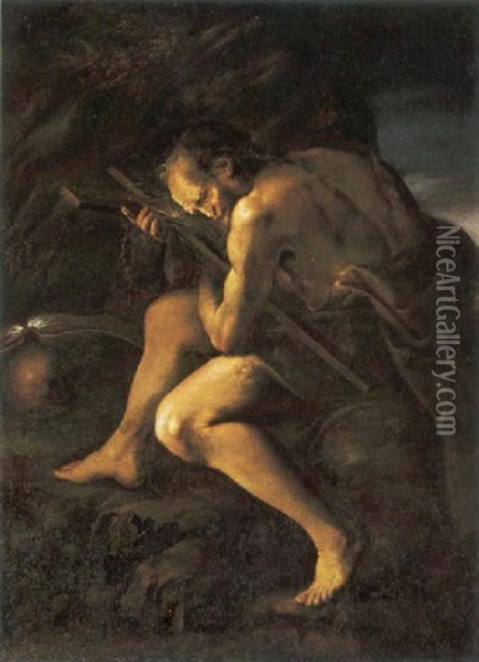 San Girolamo Nel Deserto Oil Painting - Giovanni Battista Langetti