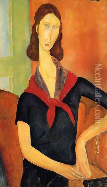 Jeanne Hebuterne in a Scarf Oil Painting - Amedeo Modigliani