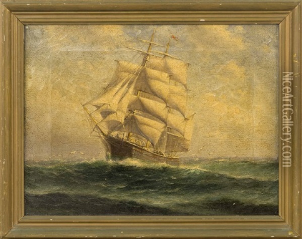 Ship At Sea Oil Painting - Theodore Victor Carl Valenkamph