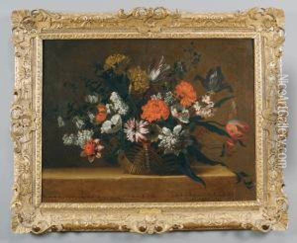 Cesto Di Fiori Oil Painting - Nicolas Baudesson