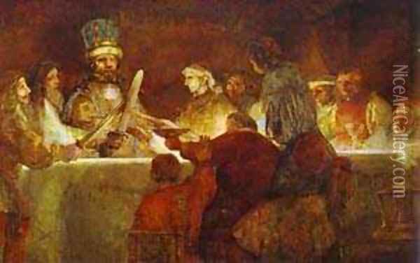 The Conspiracy Of Claudius (Or Julius) Civilis 1661 Oil Painting - Harmenszoon van Rijn Rembrandt