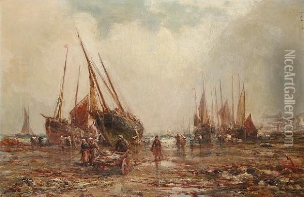 Low Tide At Port St. Mary Oil Painting - William Edward Webb