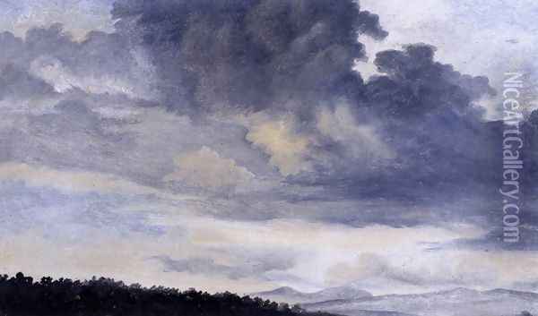 Rome- Study of Clouds 1780s Oil Painting - Pierre-Henri de Valenciennes