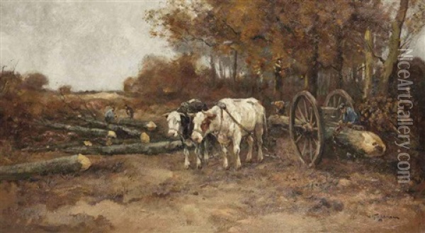 Logging Oil Painting - Willem George Frederik Jansen