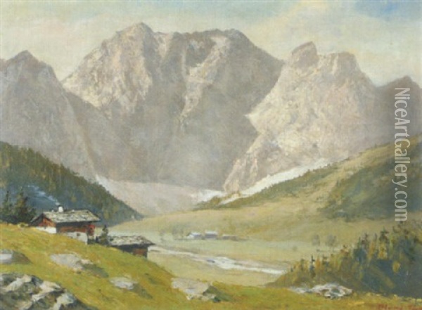 Almlandschaft Mit Herzogswand Oil Painting - Alois Pfund