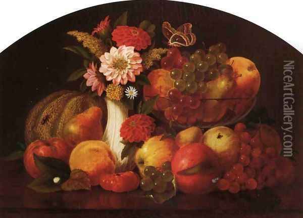 Flowers and Fruit of September Oil Painting - William Davis