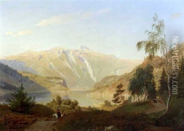 Pa Landeveien Oil Painting - Johan Fredrik Eckersberg