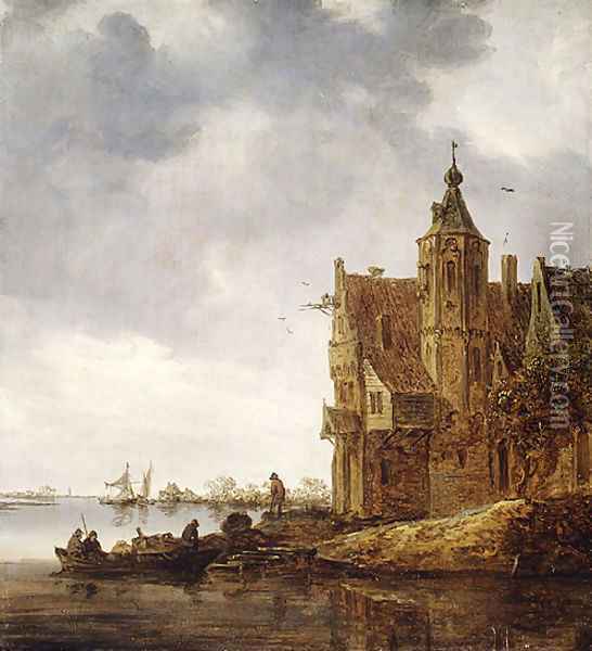 Country House near the Water 1646 Oil Painting - Jan van Goyen
