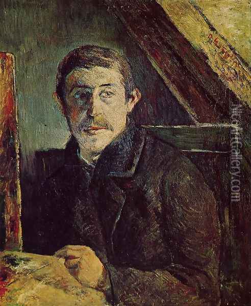 Gauguin At His Easel Oil Painting - Paul Gauguin