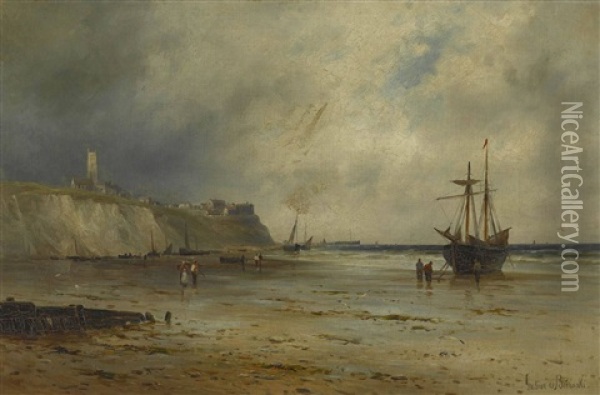 Englische Kustenlandschaft Oil Painting - Gustave de Breanski