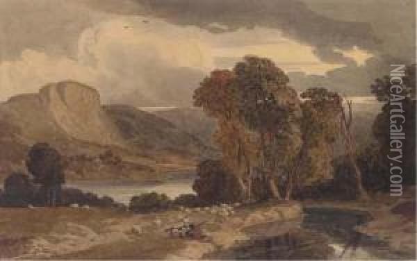 The Lake District, Early Evening Oil Painting - William Havell
