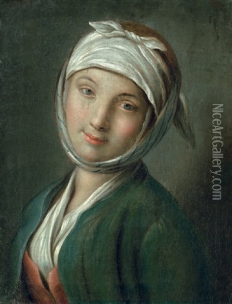 Bildnis Einer Jungen Frau Mit Weisem Kopftuch Oil Painting - Pietro Antonio Rotari