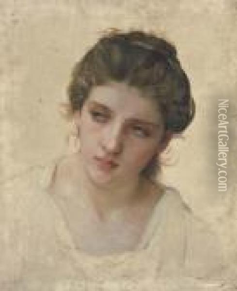 Etude De Tete De Femme Blonde, De Face Oil Painting - William-Adolphe Bouguereau