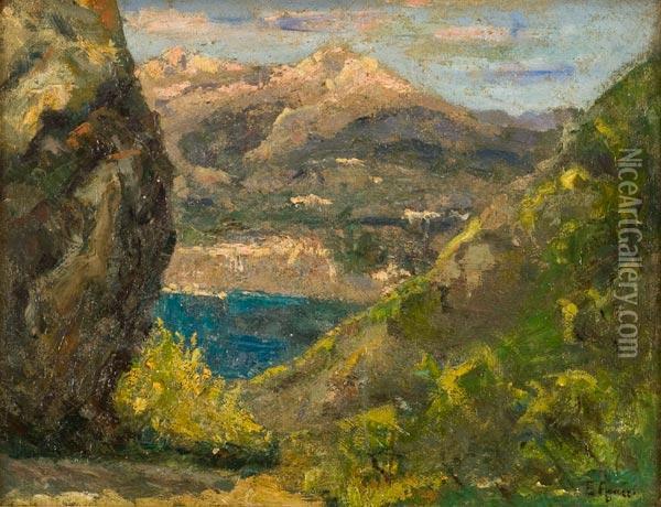 Paesaggio Con Lago E Montagne Oil Painting - Ermenegildo Agazzi
