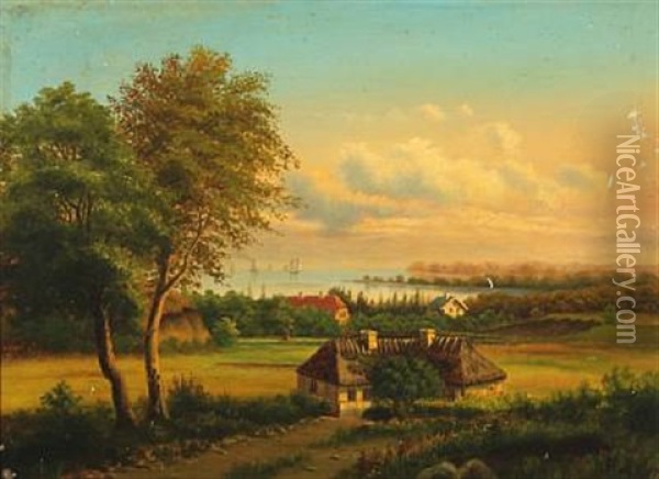 Danish Summer Landscape, Presumably From Northern Zealand Oil Painting - Carsten Henrichsen