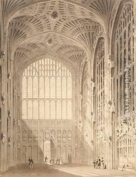 Chapel Interior, Cambridge, England Oil Painting - Frederick Mackenzie