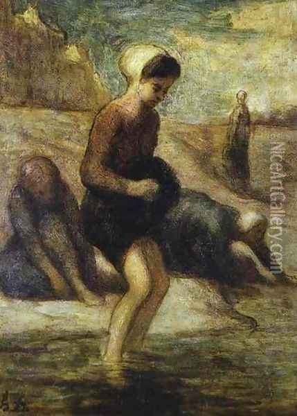 On the Shore Oil Painting - Honore Daumier