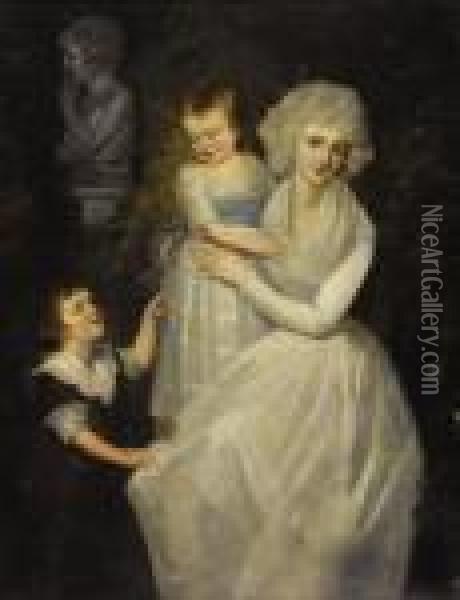 Portrait Of Lady With Her Children Oil Painting - Thomas Gainsborough