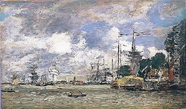 Anvers-bateaux sur l'escaut Oil Painting - Eugene Boudin