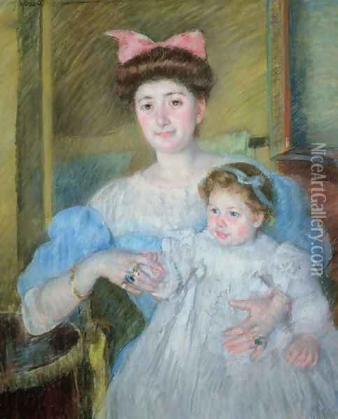 The Countess Morel d'Arleux and her Son, c.1906 Oil Painting - Mary Cassatt