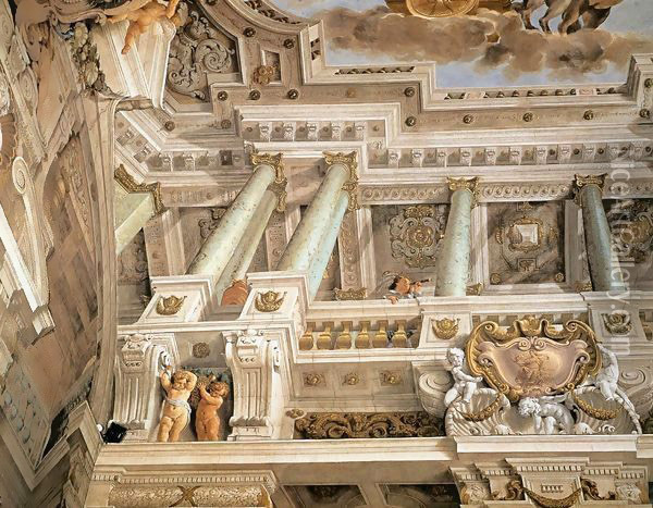 Ceiling fresco (detail) Oil Painting - Agostino Mitelli