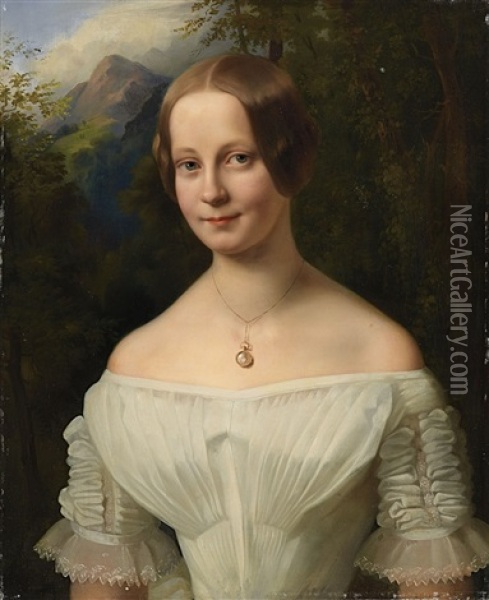 Portrait Of A Young Lady Oil Painting - Julius Schoppe the Elder