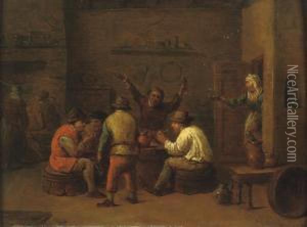 Boors Drinking And Smoking In A Tavern Oil Painting - Hendrick Maertensz. Sorch (see Sorgh)