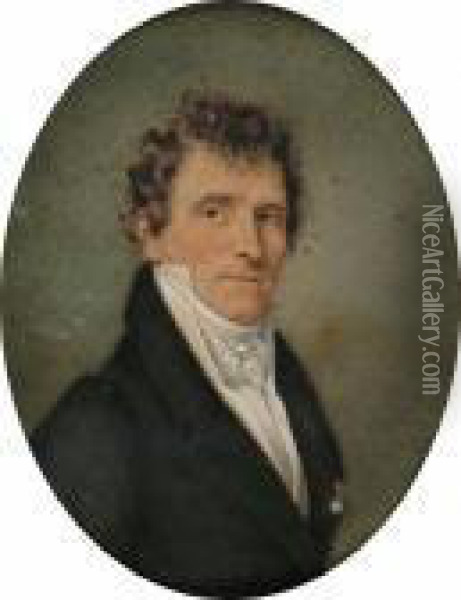 Portrait Of A Gentleman Wearing The Legion D'honneur Oil Painting - Jean Baptiste Isabey