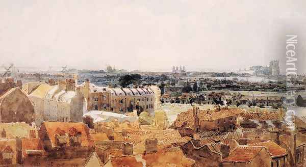 Study for the Eidometropolis: Westminster and Lambeth Oil Painting - Thomas Girtin