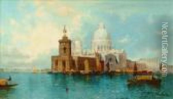 View Ofsanta Maria Della Salute,
 Veniceoil On Canvassigned And Dated 1907lower Right30cm X 50cm Oil Painting - William Meadows