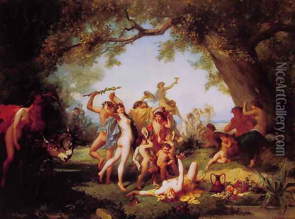 A Bacchanal Oil Painting - Aime Gabriel Adolphe Bourgoin