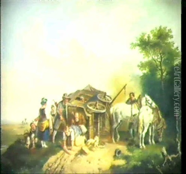 Die Umgesturzte Reisekutsche Oil Painting - Heinrich Buerkel