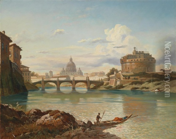 Rom, Blick Auf Die Engelsburg Oil Painting - Franz Reinhold