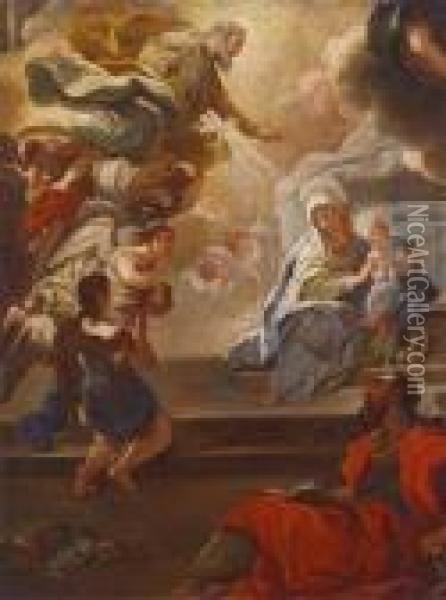 Dieheilsgeschichtliche Bestimmung Der Jungfrau Maria Oil Painting - Luca Giordano