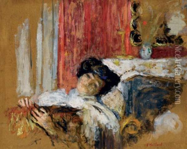 Madame Lucy Hessel Dans Son Salon Rue De Rivoli Oil Painting - Jean-Edouard Vuillard