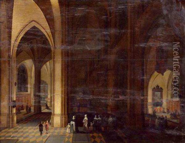 Church Interior By Night. Oil Painting - Frans II Francken