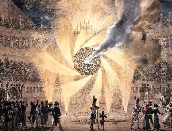 Fireworks Oil Painting - Antoine Jean-Baptiste Thomas