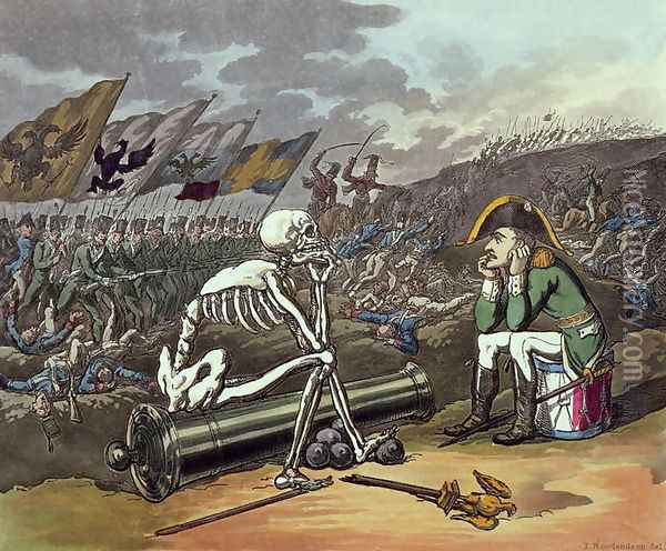 Napoleon and skeleton, 18th Oil Painting - Thomas Rowlandson