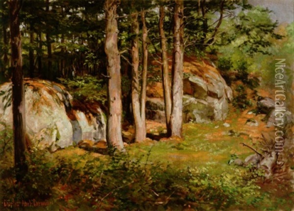 A Forest Interior Oil Painting - Charles Abel Corwin