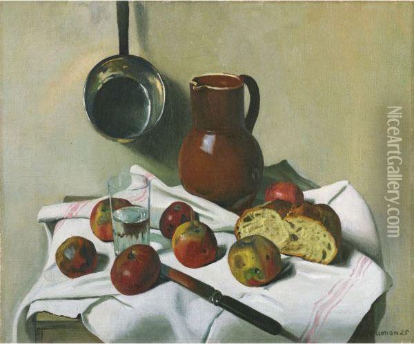 Pommes, Cruche, Verre D'eau Et Casserole De Fer-blanc Oil Painting - Felix Edouard Vallotton
