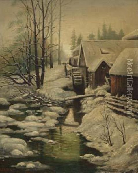 Winter
Scenes With Watermill And Woodland Oil Painting - Henry Church