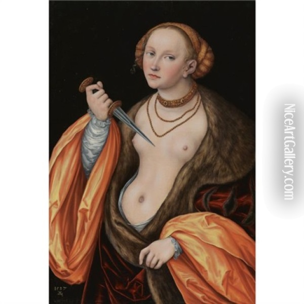 Lucretia (collab W/ Lucas Cranach The Younger) Oil Painting - Lucas Cranach the Elder
