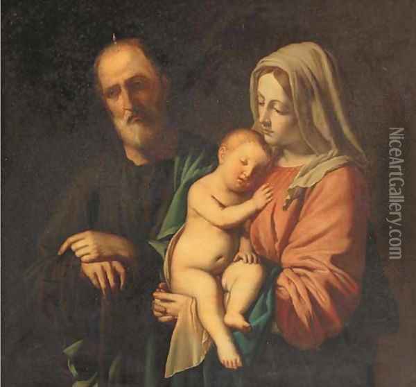 The Holy Family Oil Painting - Giovanni Baptista Salvi, Called Sasseferroto