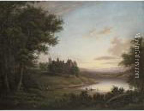 Linlithgow Palace Looking West Oil Painting - Alexander Nasmyth