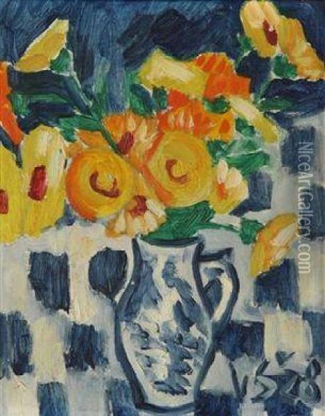 Calendulas In A Vase Oil Painting - Vaclav Spala