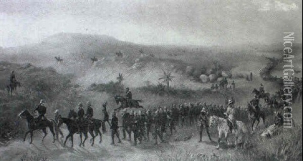 Third Battalion, King's Royal Rifle Corps In Zululand Oil Painting - Orlando Norie